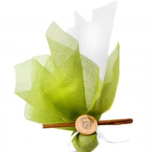 Image of product Handmade bomboniere with green tulle with badge of Arcturos