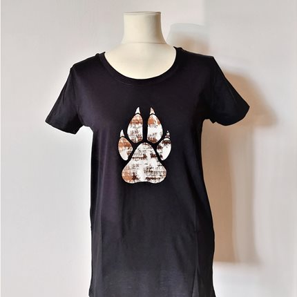 T-shirt γυναικείο με τύπωμα πατούσας λύκου